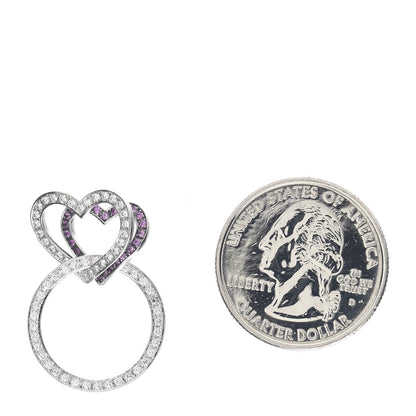 Chopard 18K White Gold Diamond Pink Sapphire Interlocking Heart Pendant 2 of 3