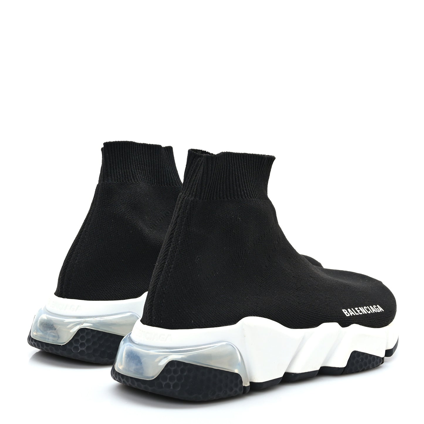 Neoprene Knit Womens Speed Clear Sole Sneakers 36 Black White