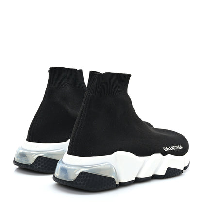 Balenciaga Neoprene Knit Womens Speed Clear Sole Sneakers 36 Black White 4 of 7