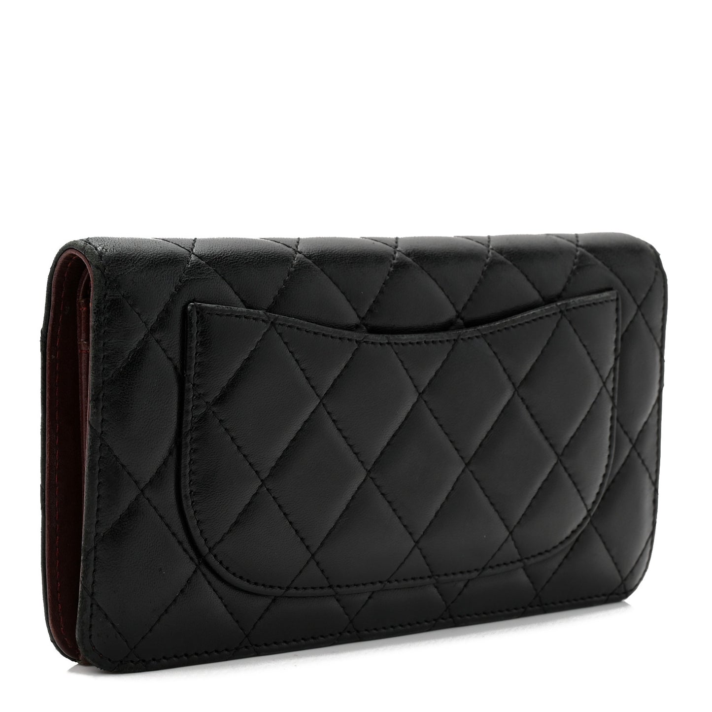 Lambskin Quilted Yen Wallet Black