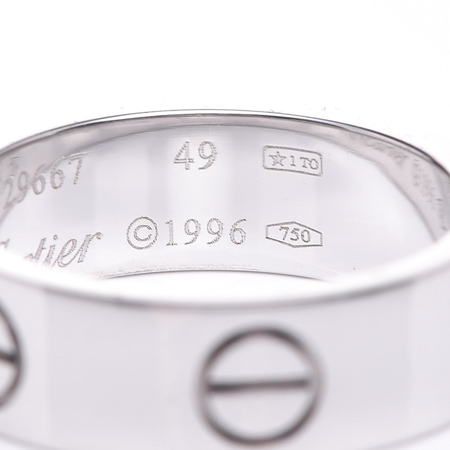 18K White Gold 5.5mm LOVE Ring 49 4.75