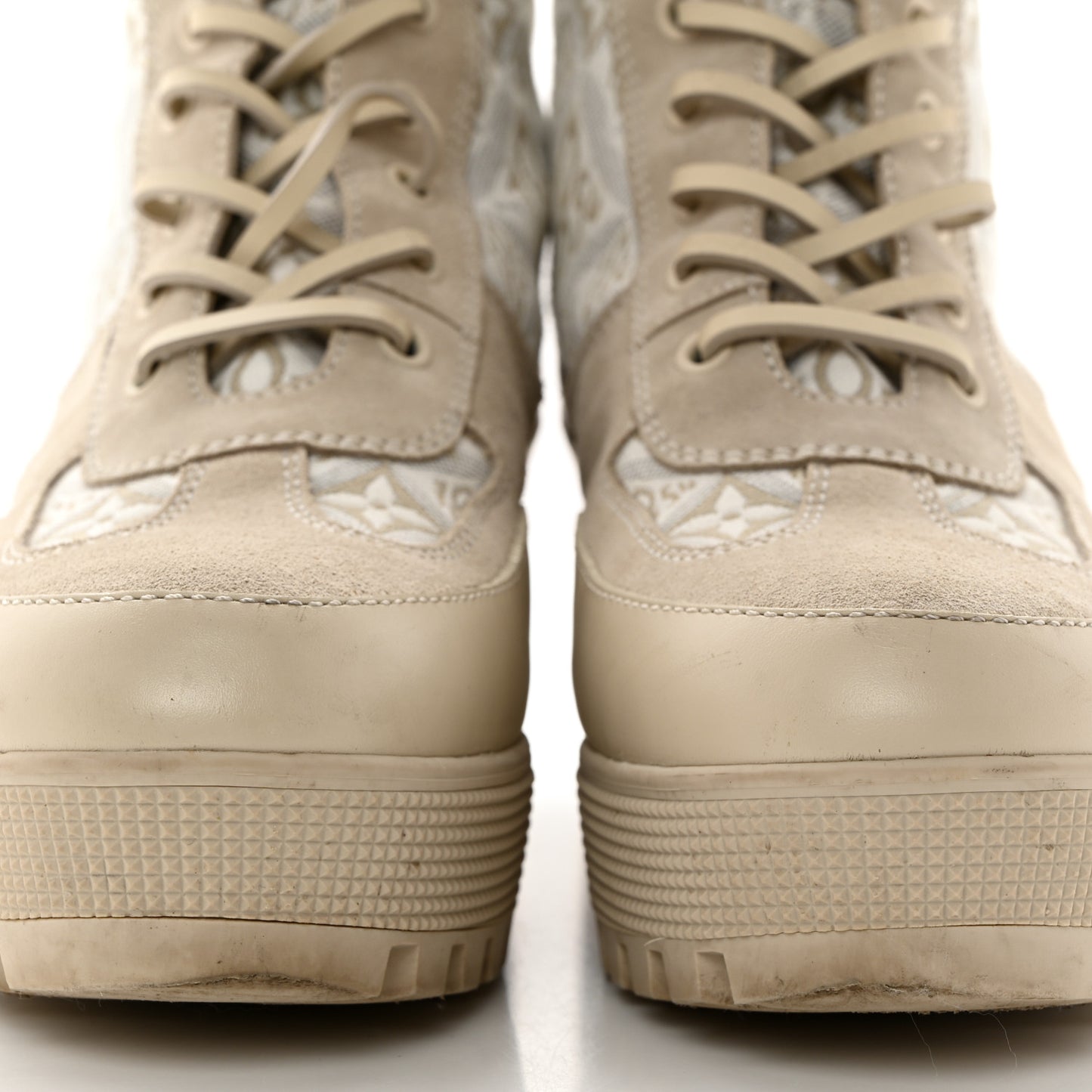 Suede Calfskin Jacquard Since 1854 Laureate Platform Desert Boots 40 Beige