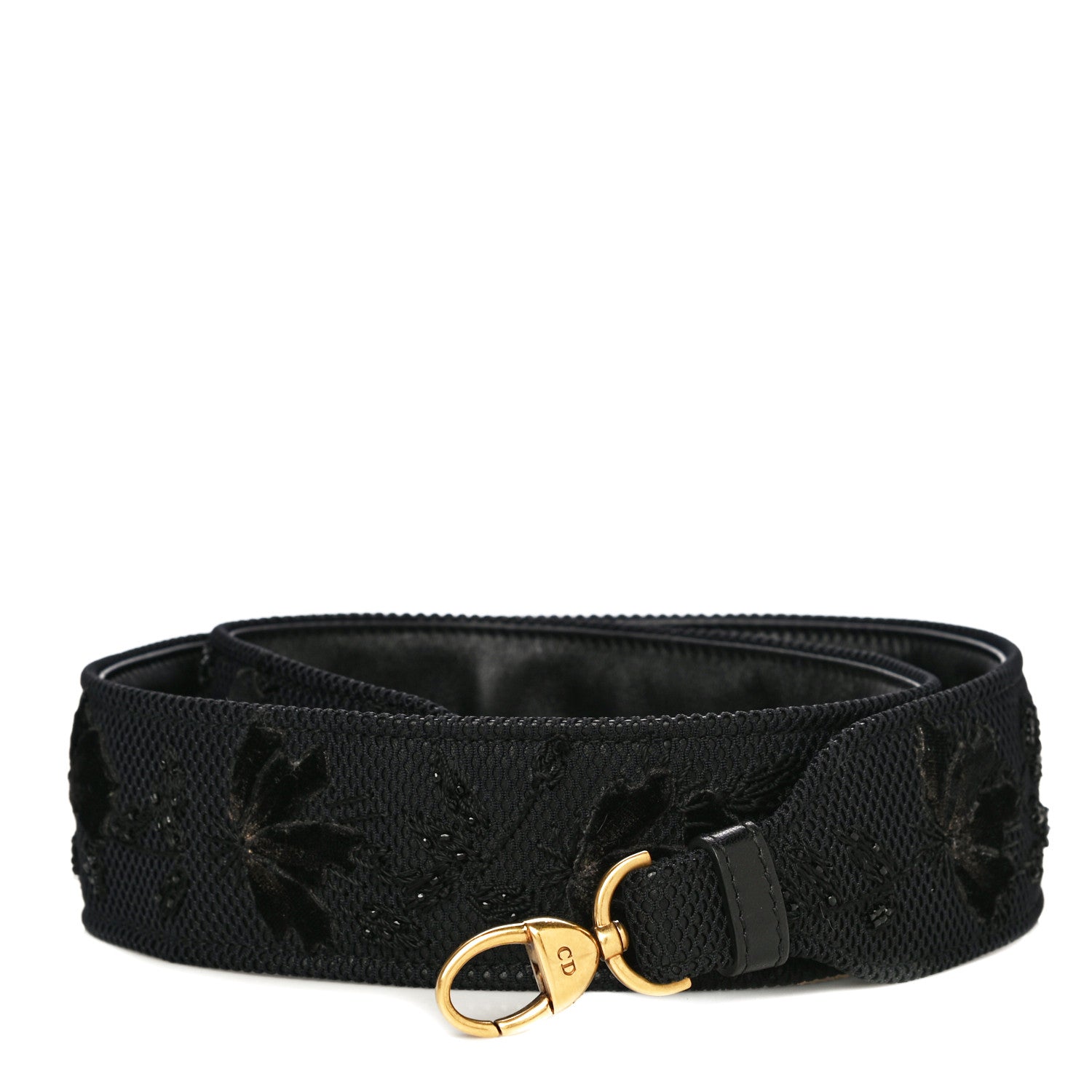 Christian Dior Lambskin Canvas Embroidered Shoulder Strap Black 1 of 6
