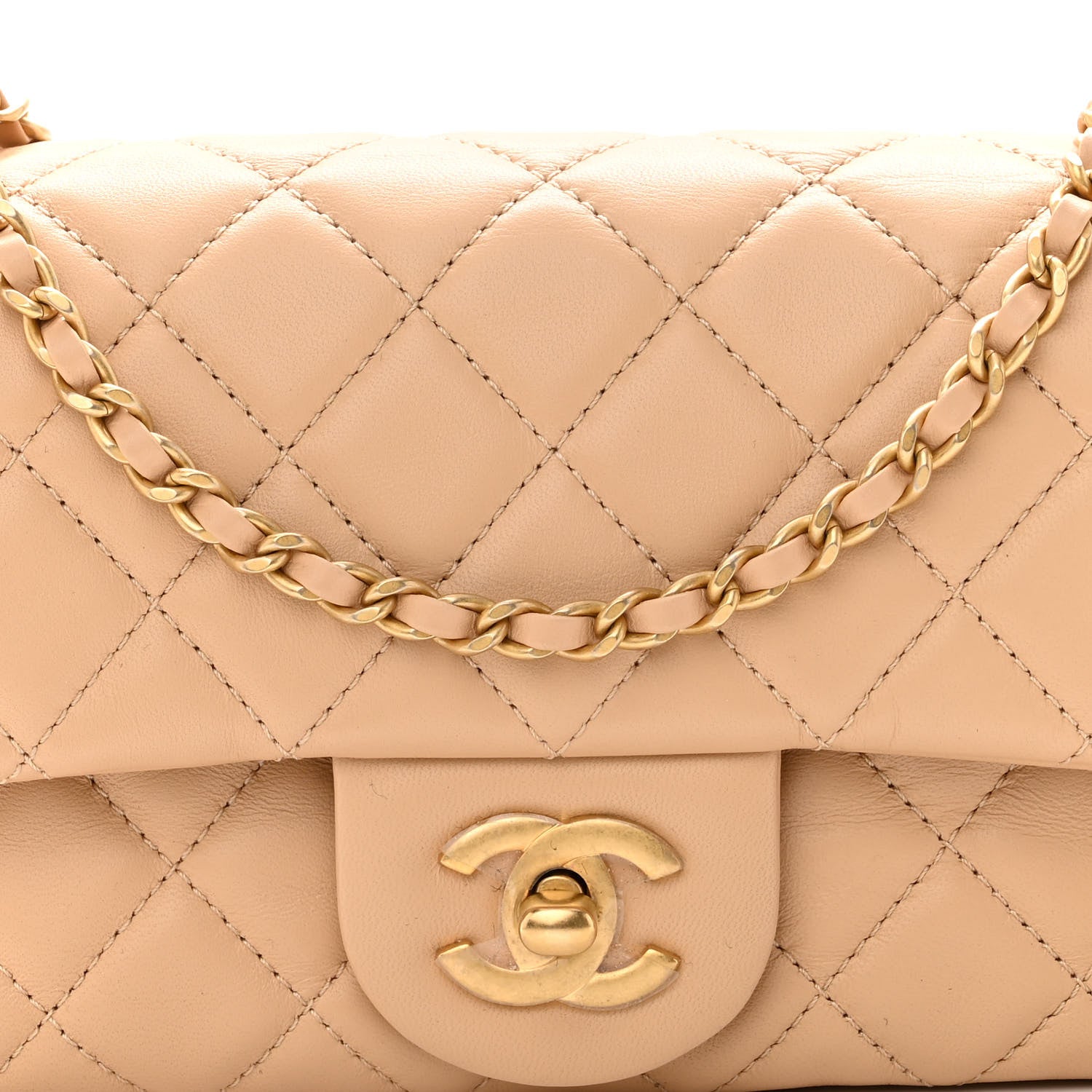 Chanel Lambskin Quilted Mini Rectangular Pearl Crush Flap Beige 8 of 10