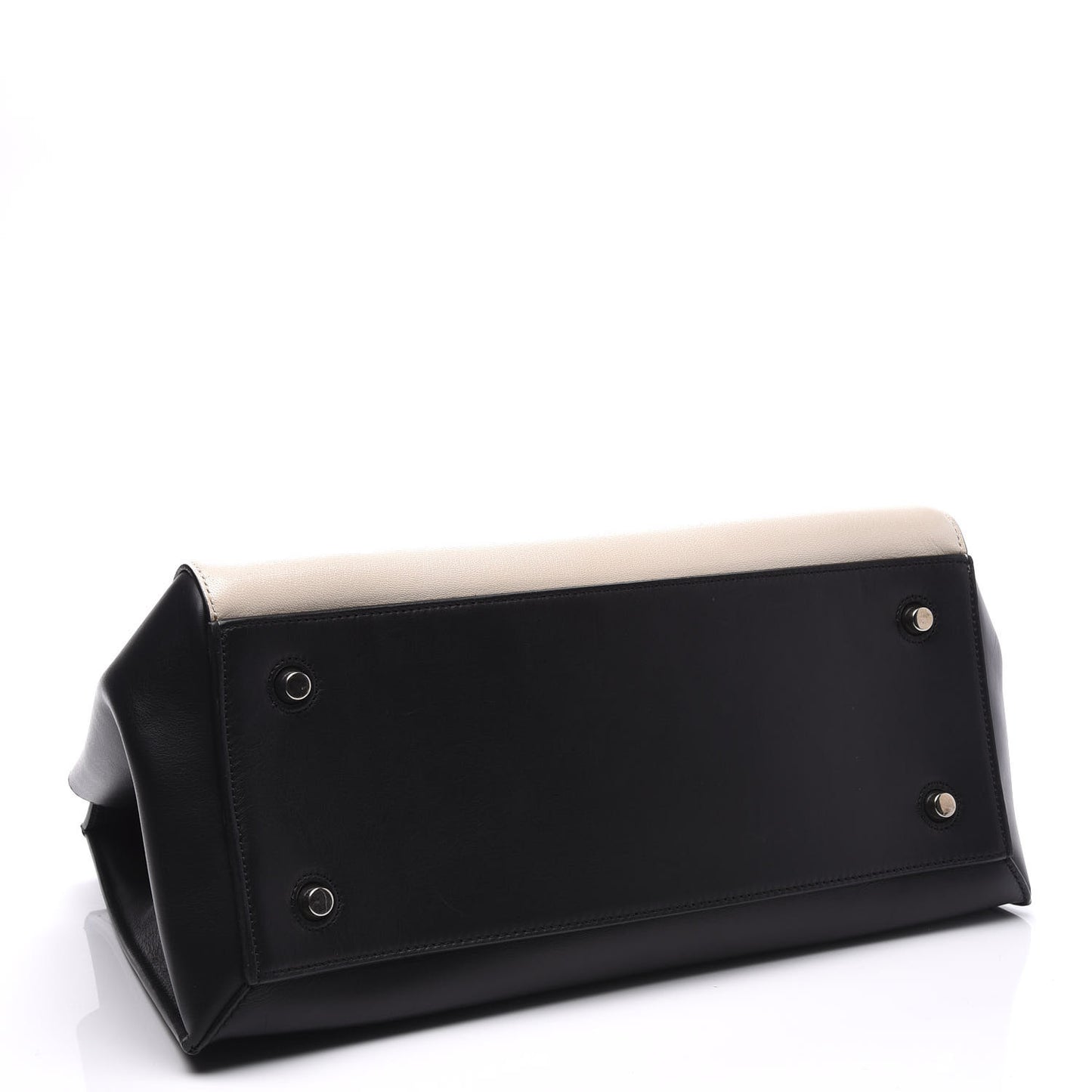 Smooth Calfskin Large Bi-Color Edge Shoulder Bag Ivory