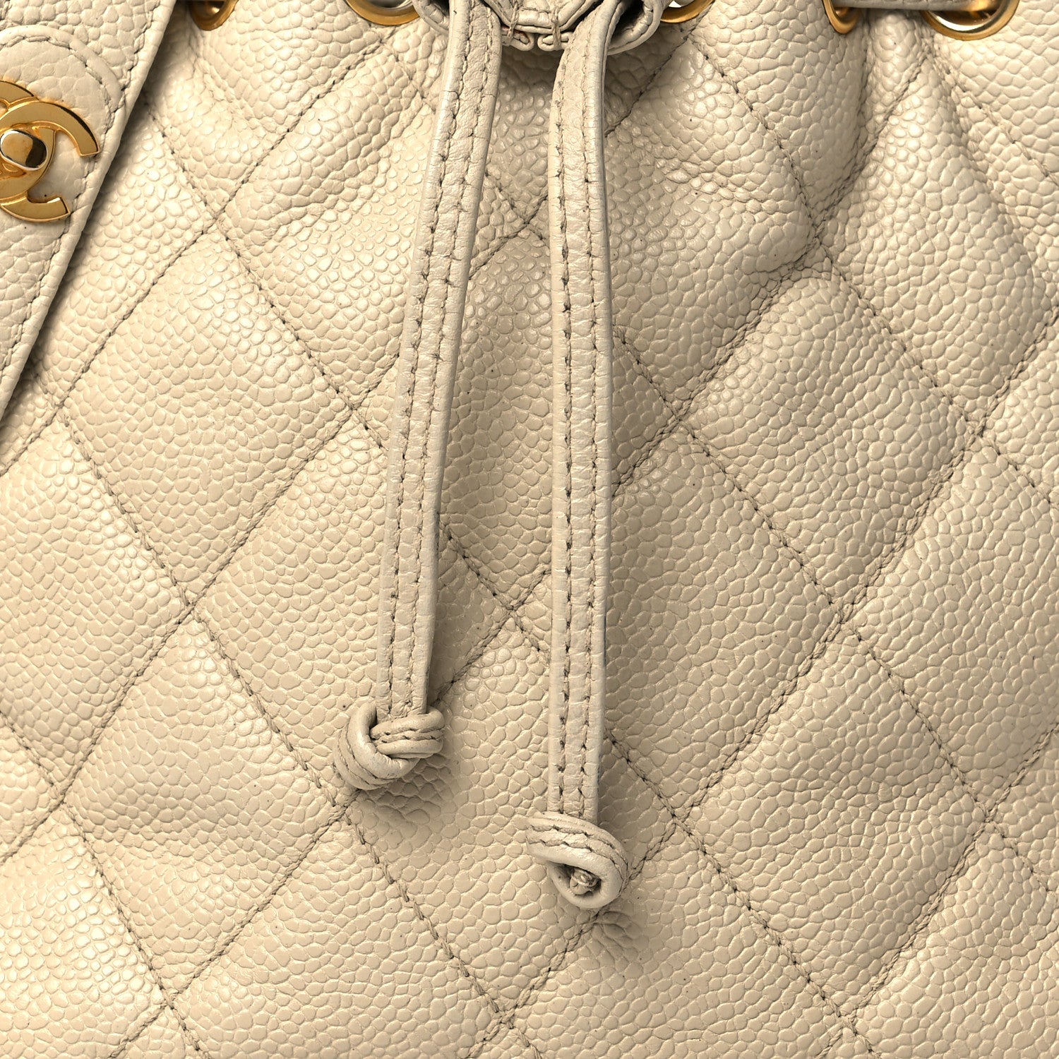Chanel Caviar Quilted Drawstring Shoulder Bag Beige 7 of 11