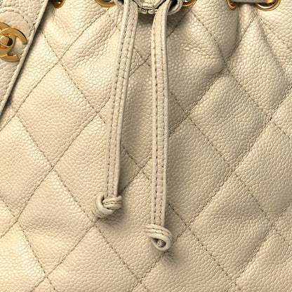 Chanel Caviar Quilted Drawstring Shoulder Bag Beige 7 of 11