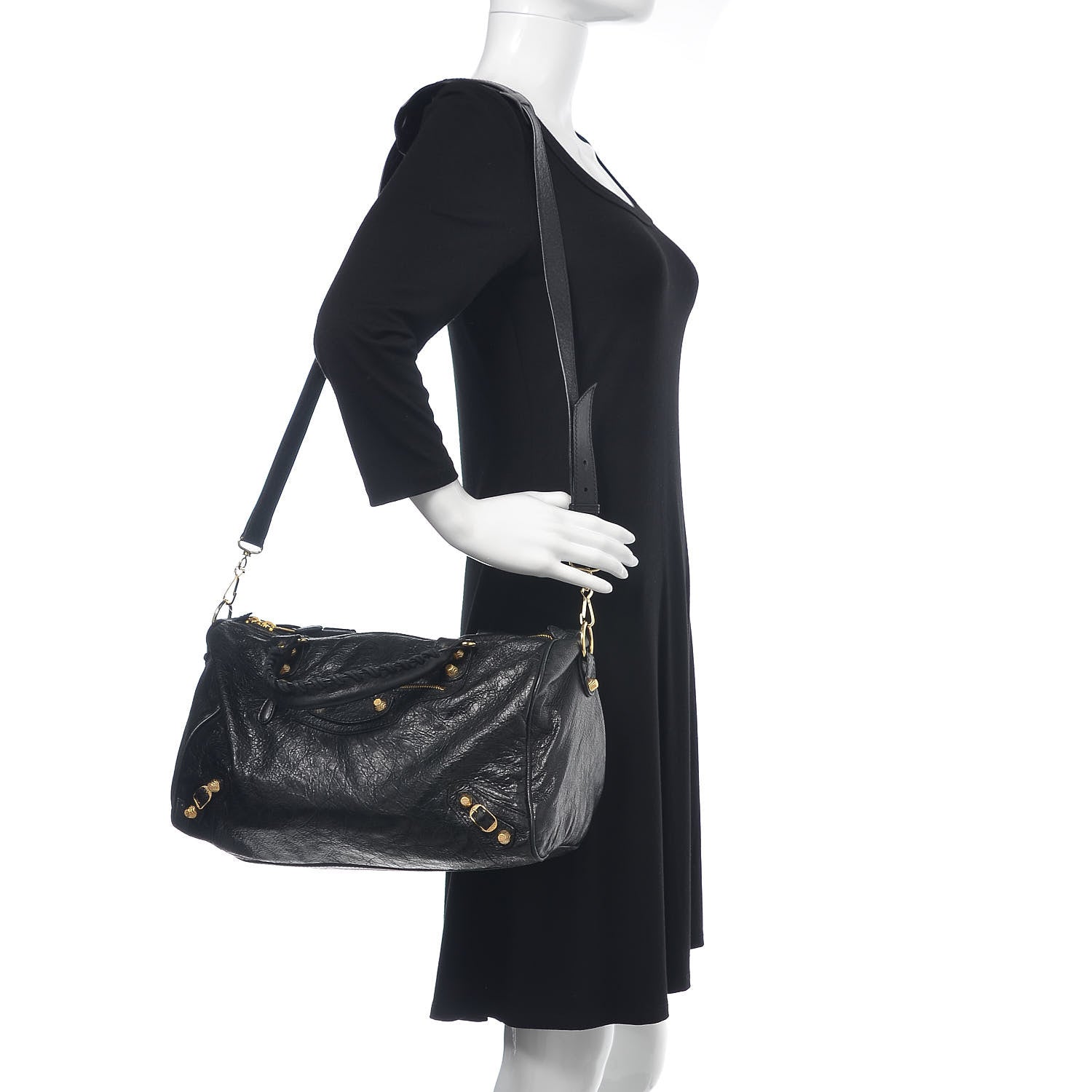 Balenciaga Agneau Giant 12 Gold Hardware Boston Black 2 of 9