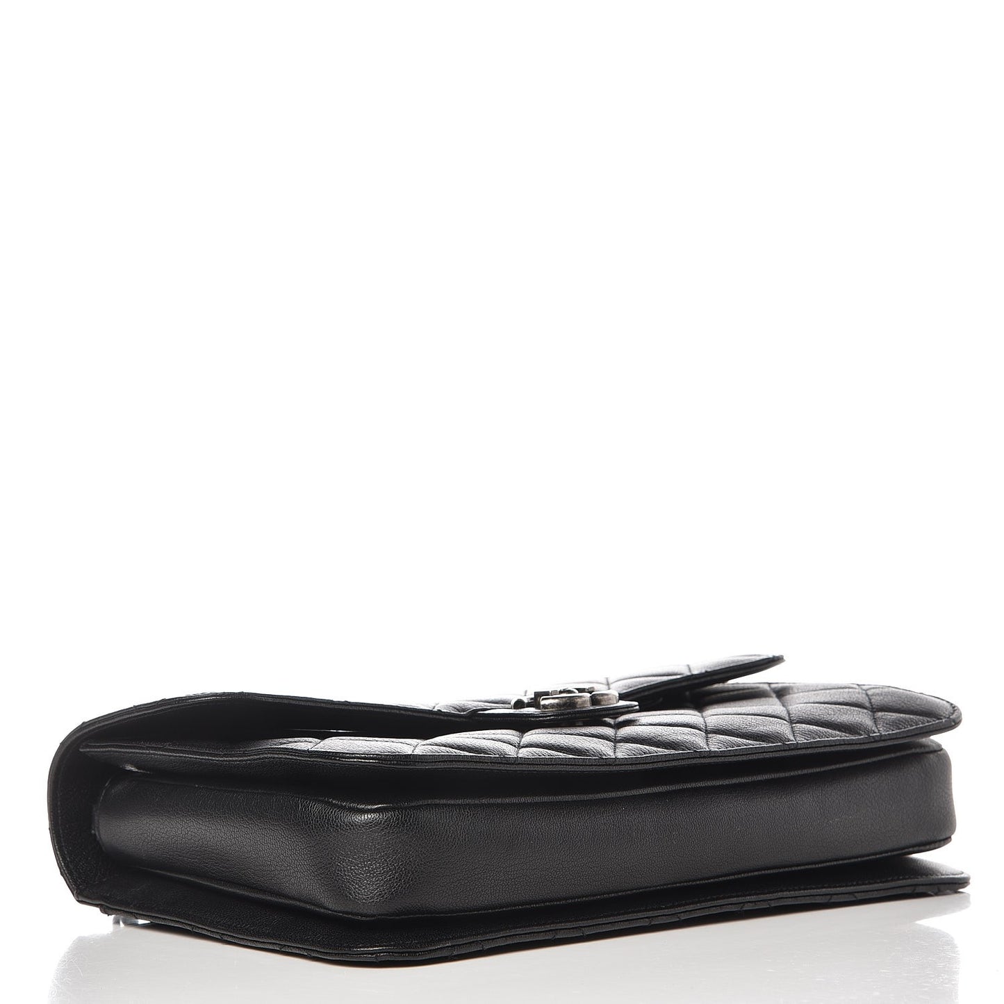 Goatskin Quilted Large Perfect Edge Flap Black