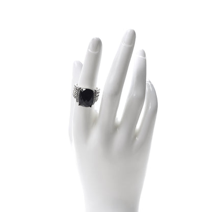 David Yurman Sterling Silver Diamond Black Onyx 16mm Wheaton Ring 54 7 2 of 5
