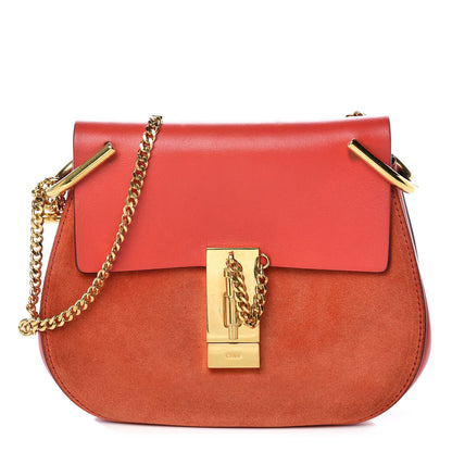 Chloe Lambskin Suede Calfskin Mini Drew Shoulder Bag Red 1 of 10