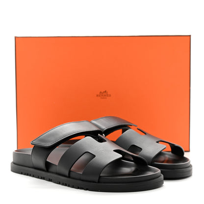 Hermes Calfskin Womens Chypre Sandals 38 Black 9 of 9