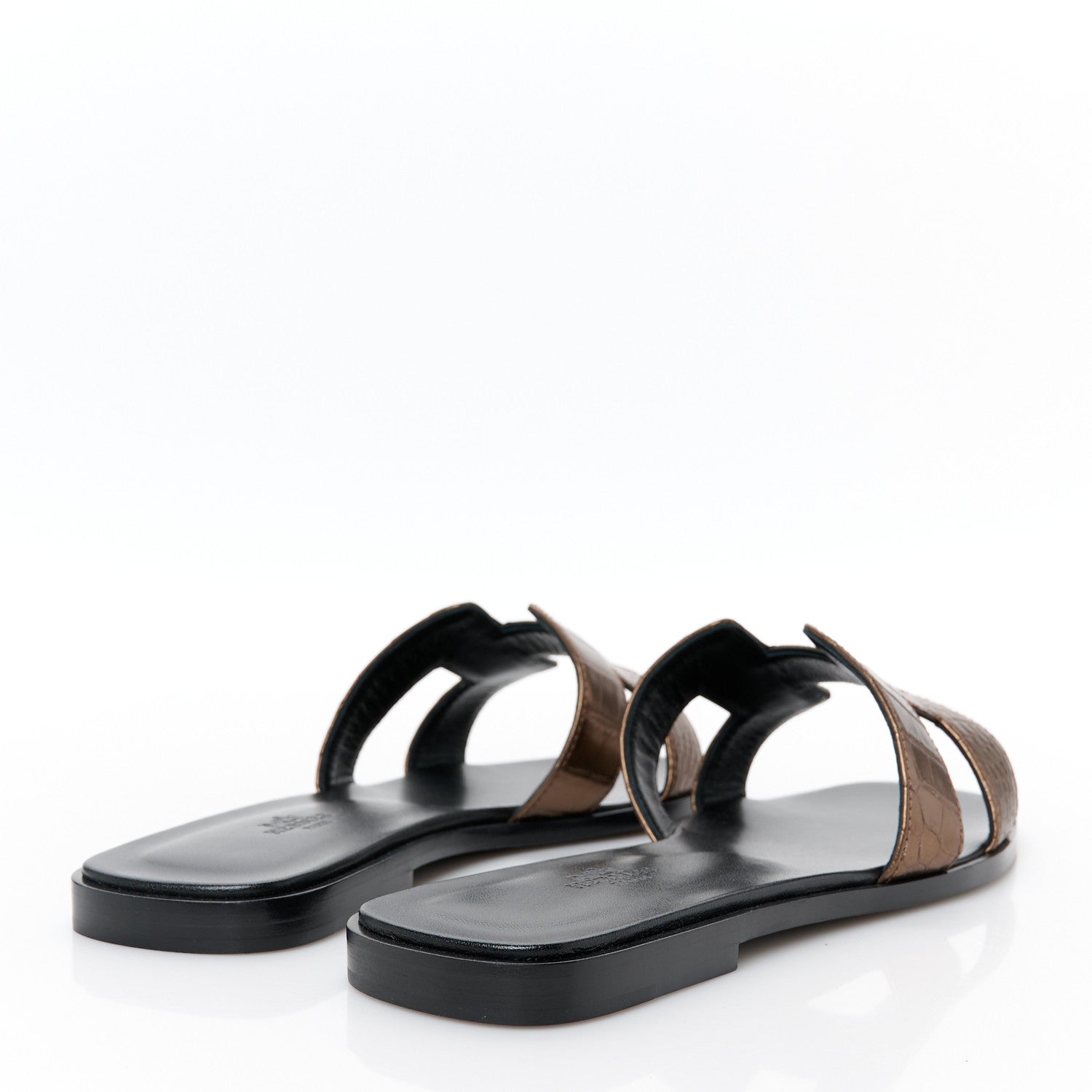 Hermes Metallic Alligator Oran Sandals 40 Dore Antique 5 of 9