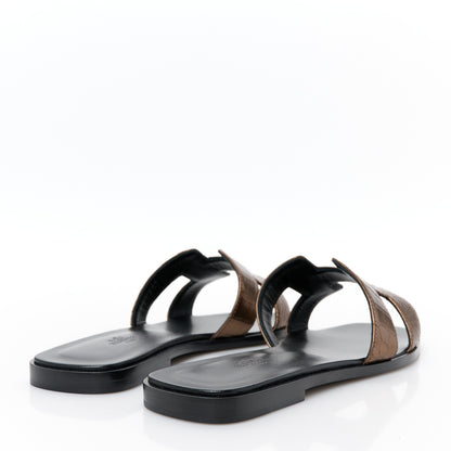 Hermes Metallic Alligator Oran Sandals 40 Dore Antique 5 of 9