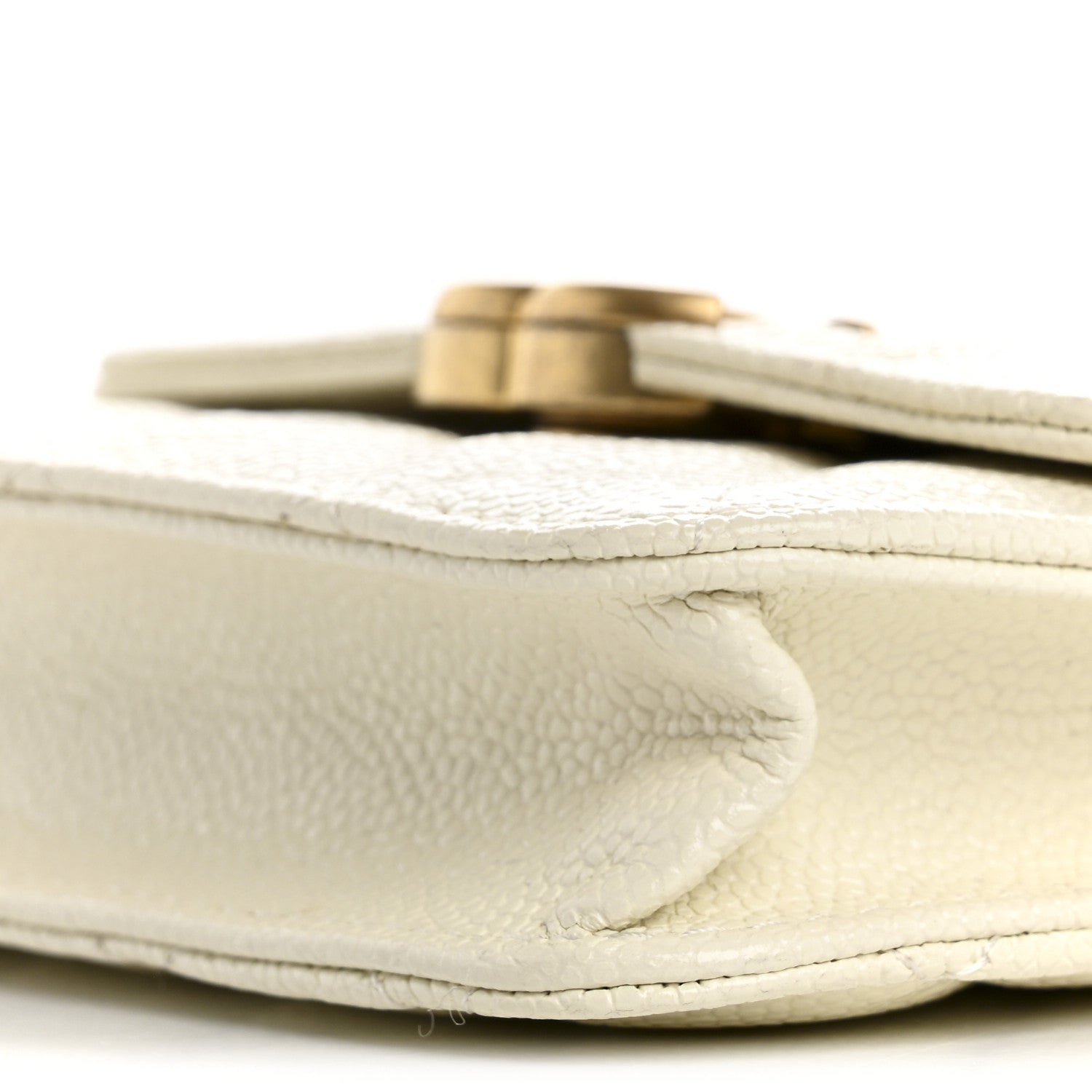 Chanel Shiny Caviar Quilted Chain Melody Card Holder On Chain White 11 of 12