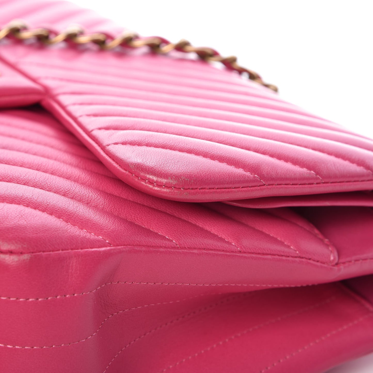 Lambskin Chevron Quilted Jumbo Double Flap Pink