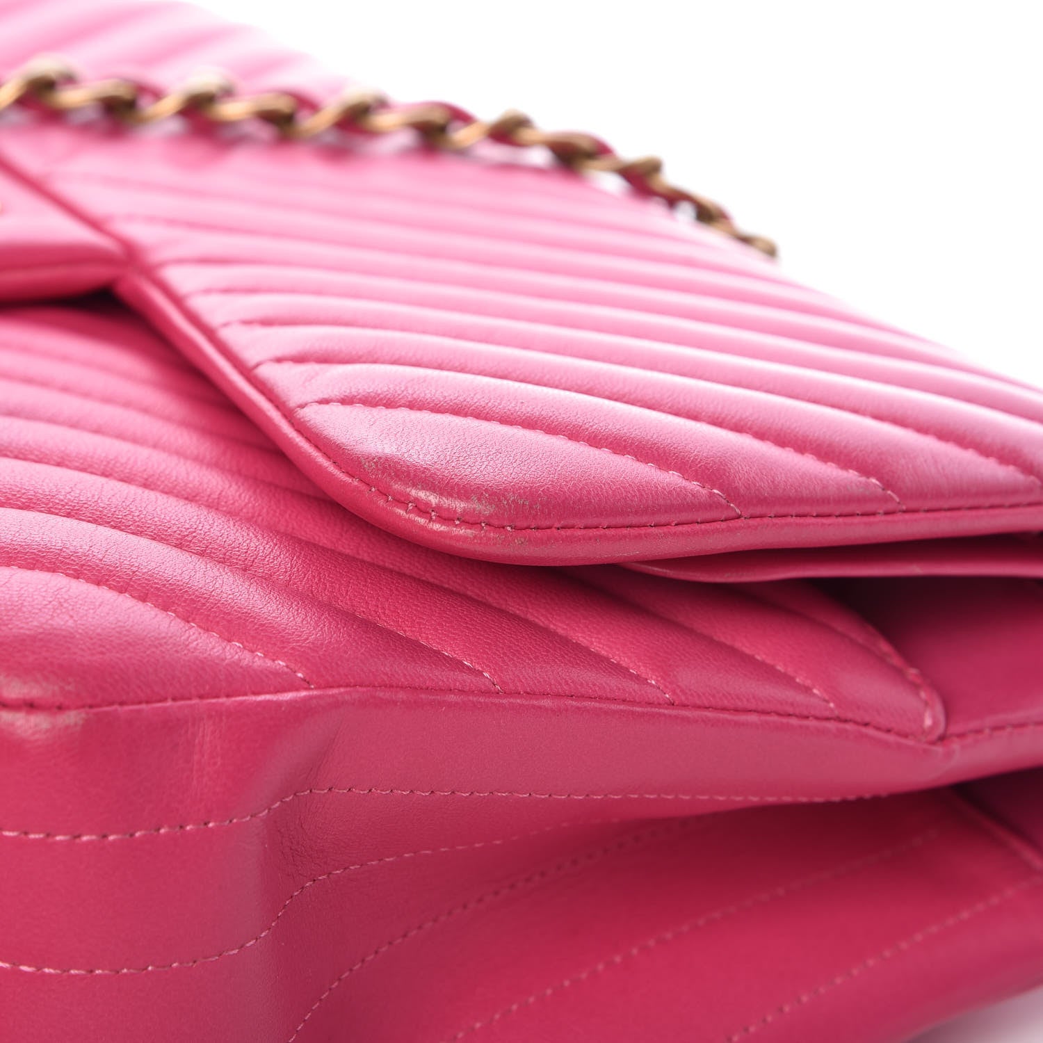 Chanel Lambskin Chevron Quilted Jumbo Double Flap Pink 15 of 17