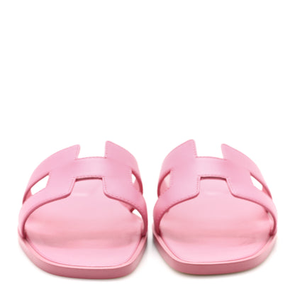 Hermes Box Calfskin Oran Sandals 36.5 Rose Pétale 3 of 9