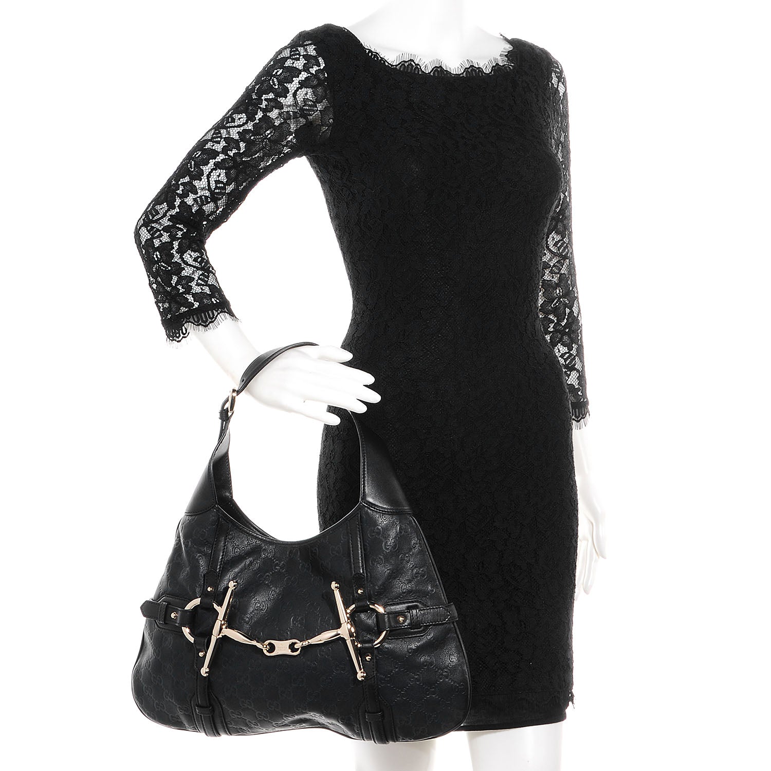Gucci Guccissima 85th Anniversary Horsebit Hobo Black 2 of 7