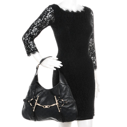 Gucci Guccissima 85th Anniversary Horsebit Hobo Black 2 of 7