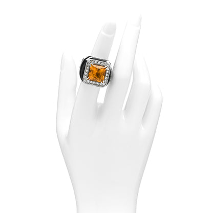 Gucci Sterling Silver Enamel Citrine Crystal Signet Ring 50 5.5 3 of 6