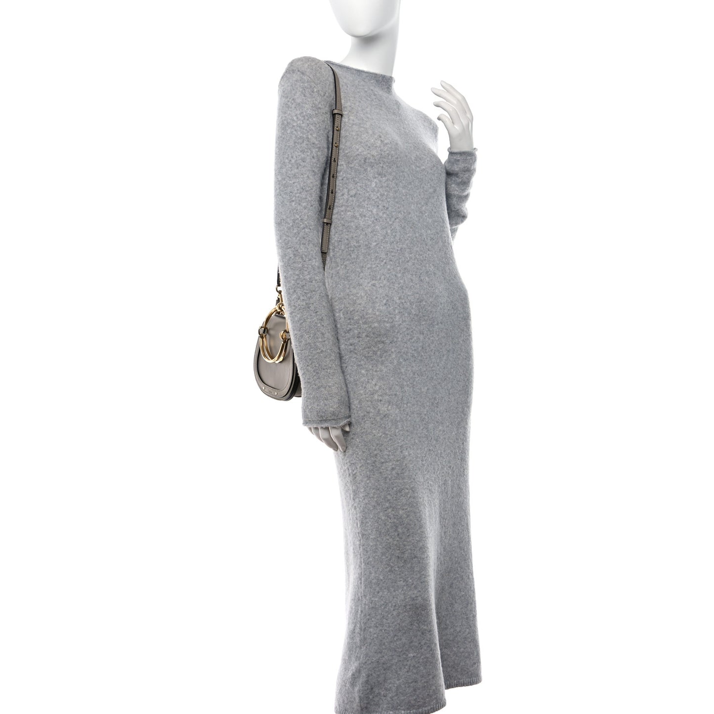 Calfskin Suede Small Nile Bracelet Bag Motty Grey