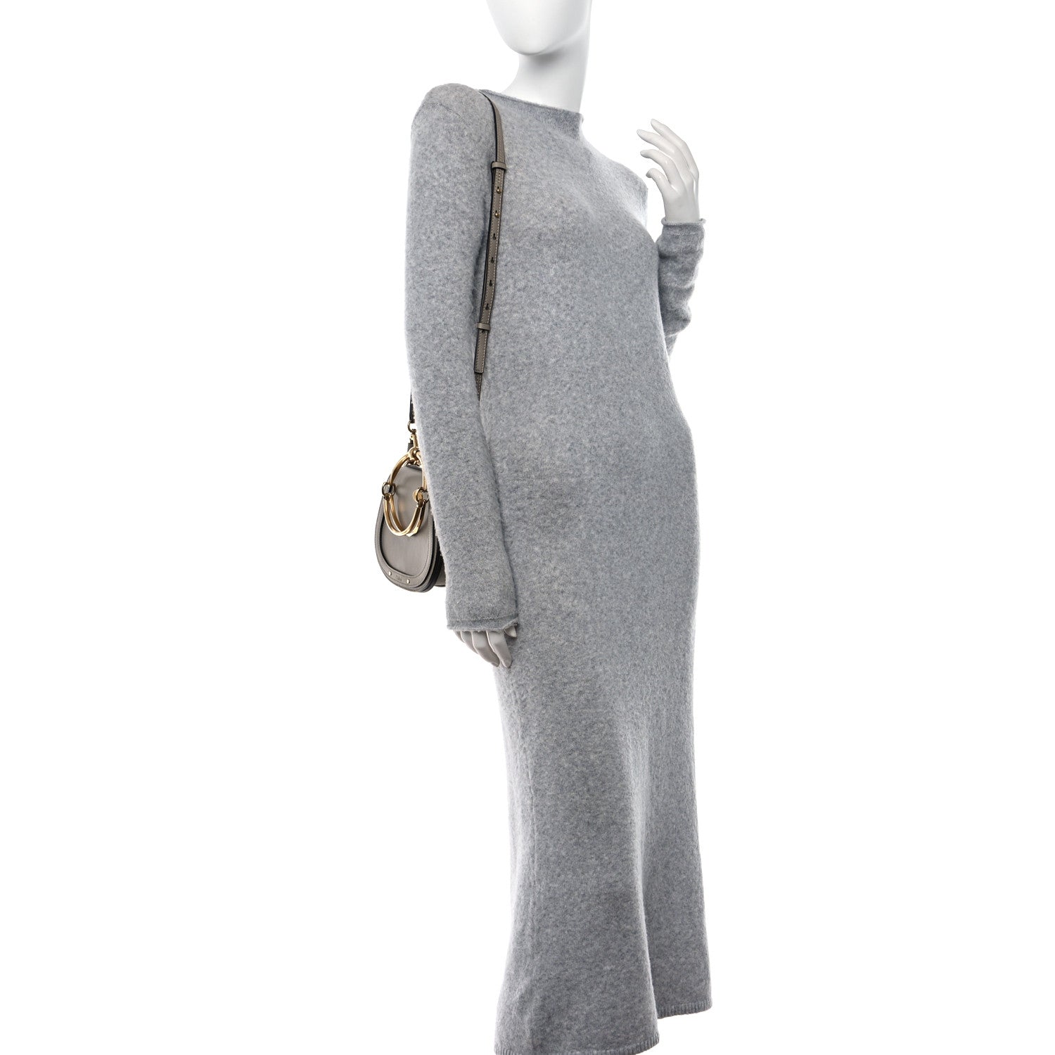 Chloe Calfskin Suede Small Nile Bracelet Bag Motty Grey 2 of 9
