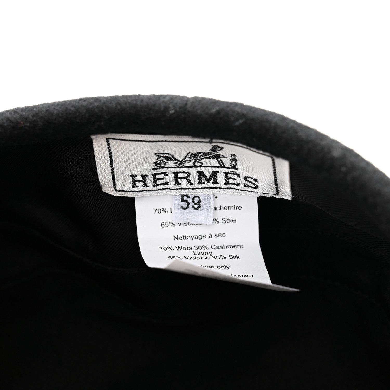 Hermes Wool Cashmere Saint Honore Drap Beret 59 Black 8 of 8