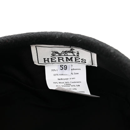 Hermes Wool Cashmere Saint Honore Drap Beret 59 Black 8 of 8