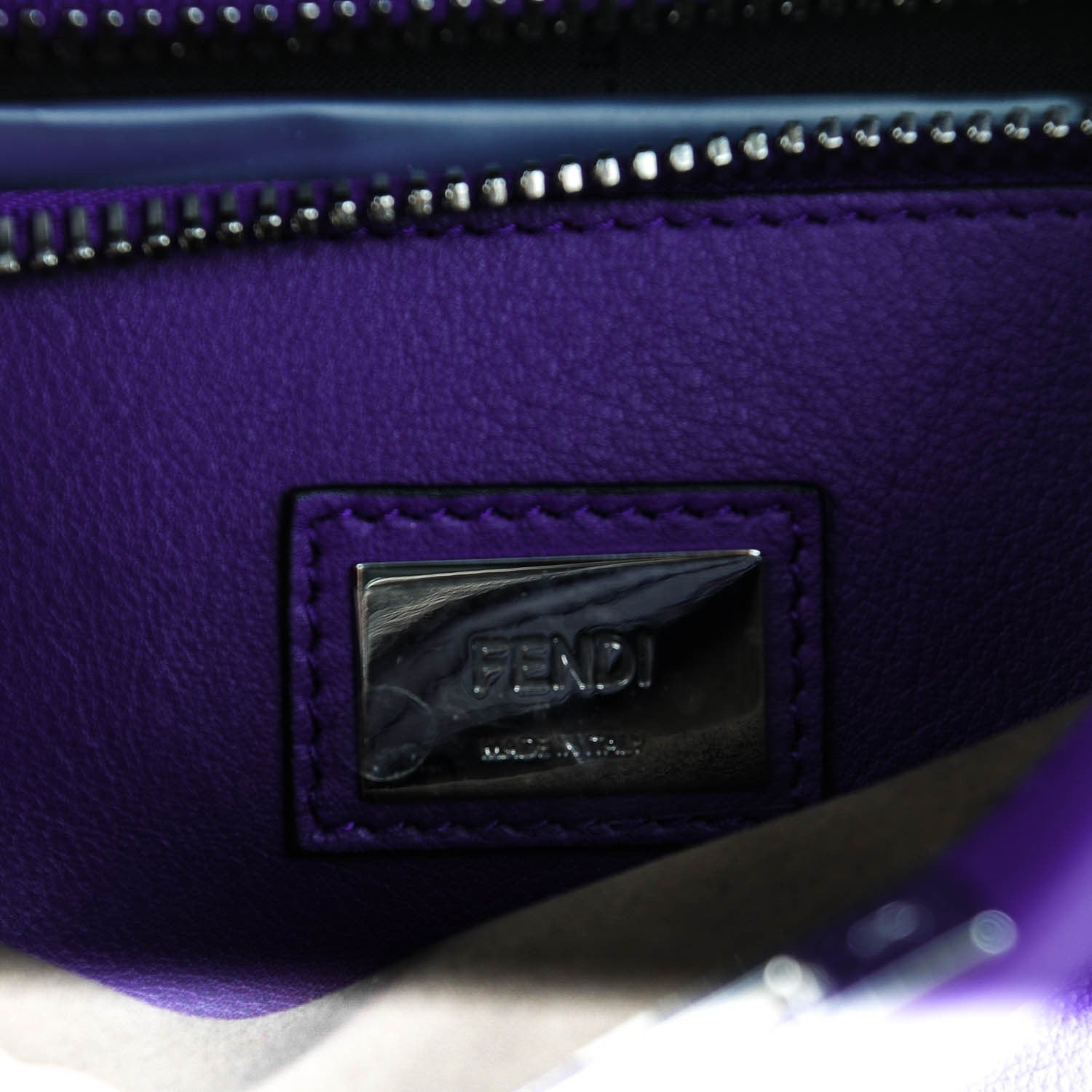 Fendi Vitello Seta Lace Up Medium Peekaboo Iconic Satchel Purple Rain 6 of 7