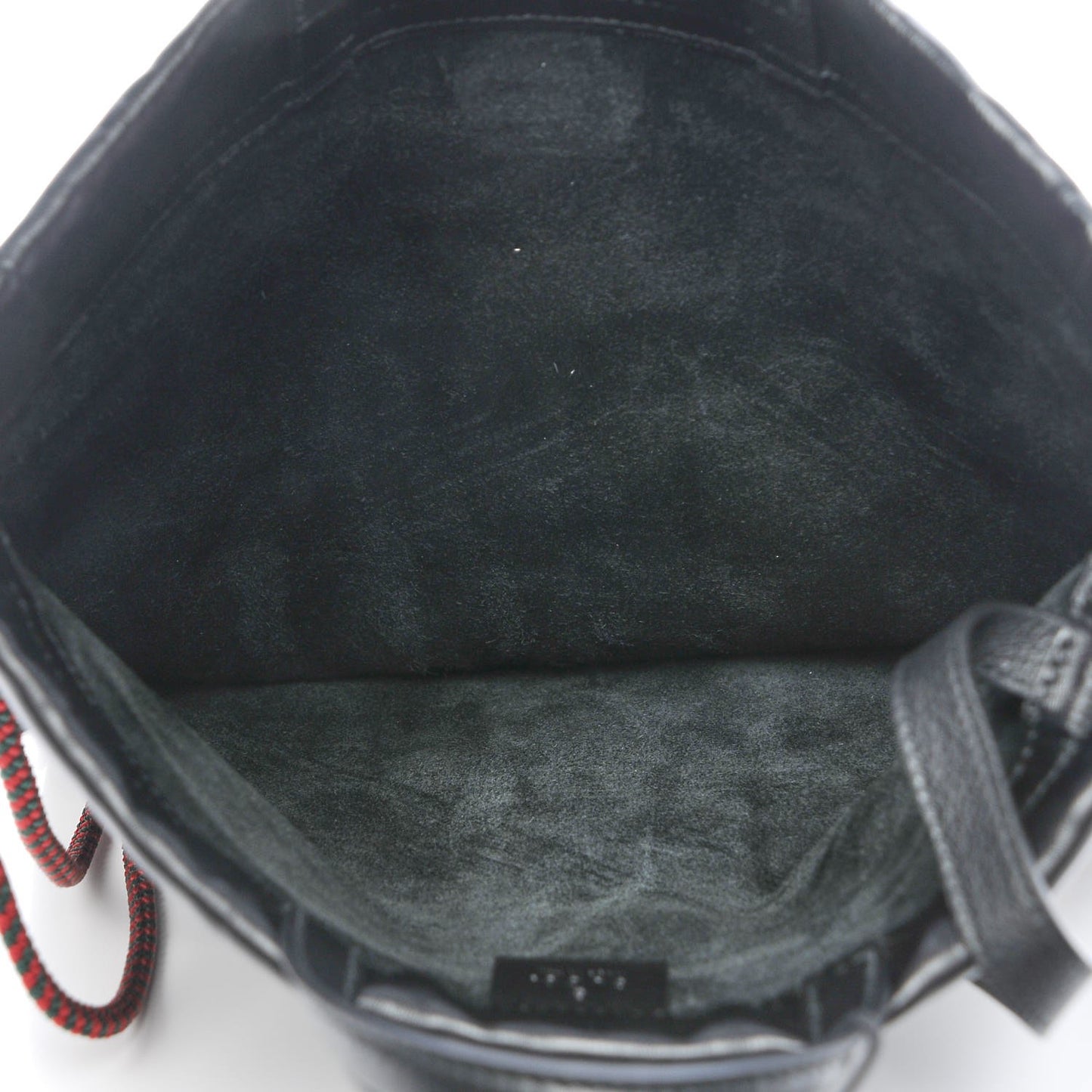 Calfskin Logo Drawstring Backpack Black