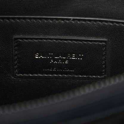 Saint Laurent Sheepskin Matelasse Chevron Monogram Medium College Bag Navy 6 of 12