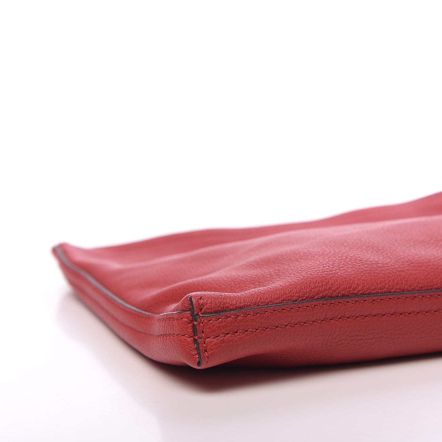 Pebbled Calfskin Medium Logo Portfolio Clutch Hibiscus Red