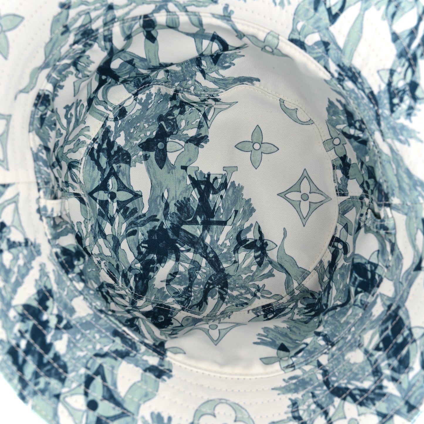Cotton LV Play Monogram Aquagarden Reversible Bucket Hat Blue