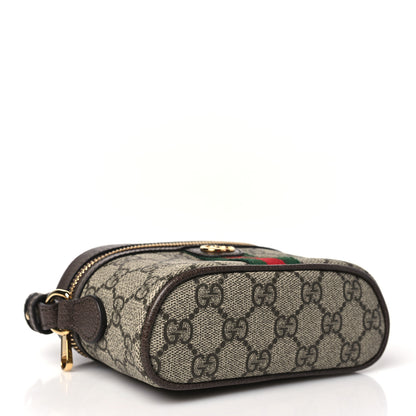 Gucci GG Supreme Monogram Textured Calfskin Web Mini Ophidia Top Handle Bag Beige Ebony New Acero 4 of 10