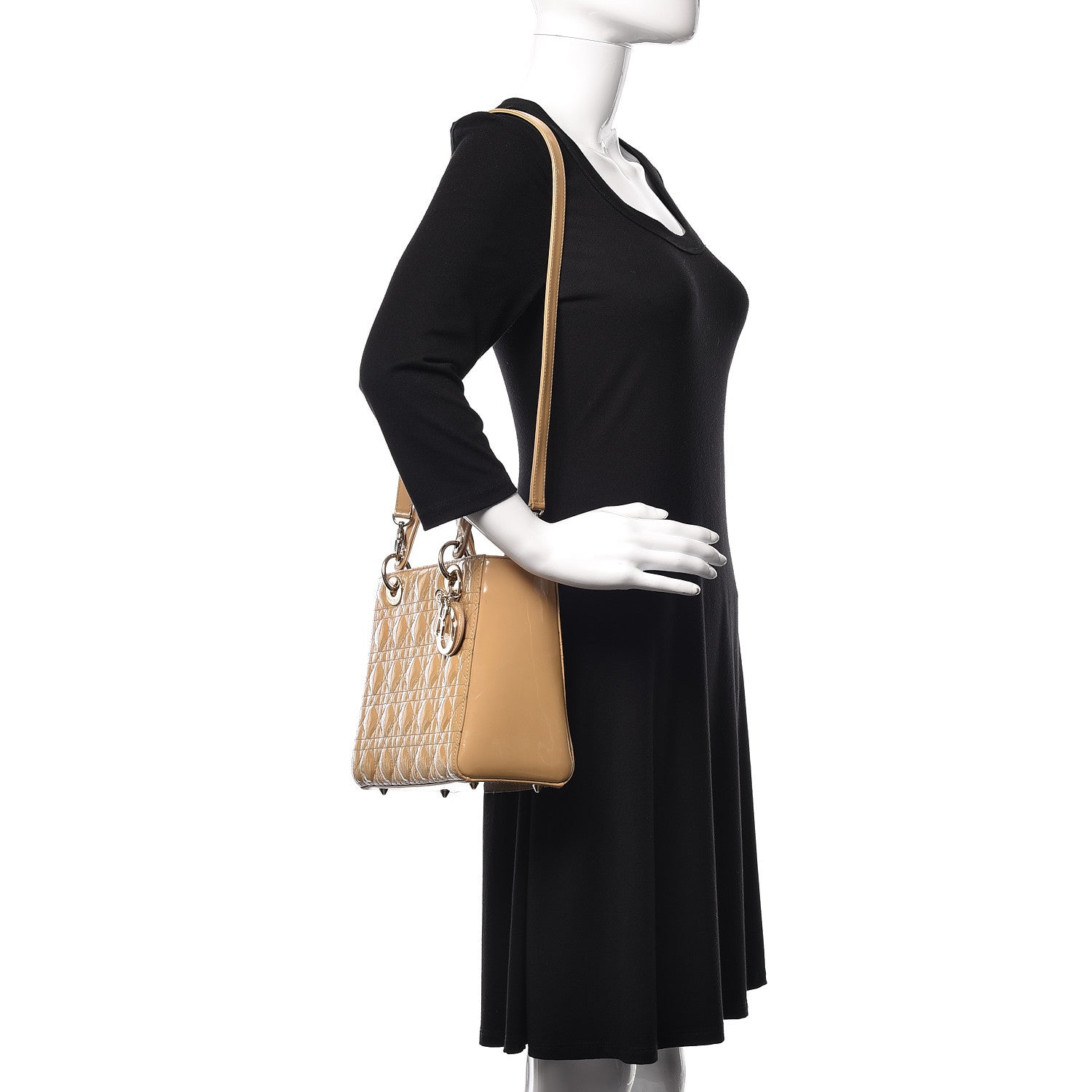 Christian Dior Patent Cannage Medium Lady Dior Beige 2 of 17