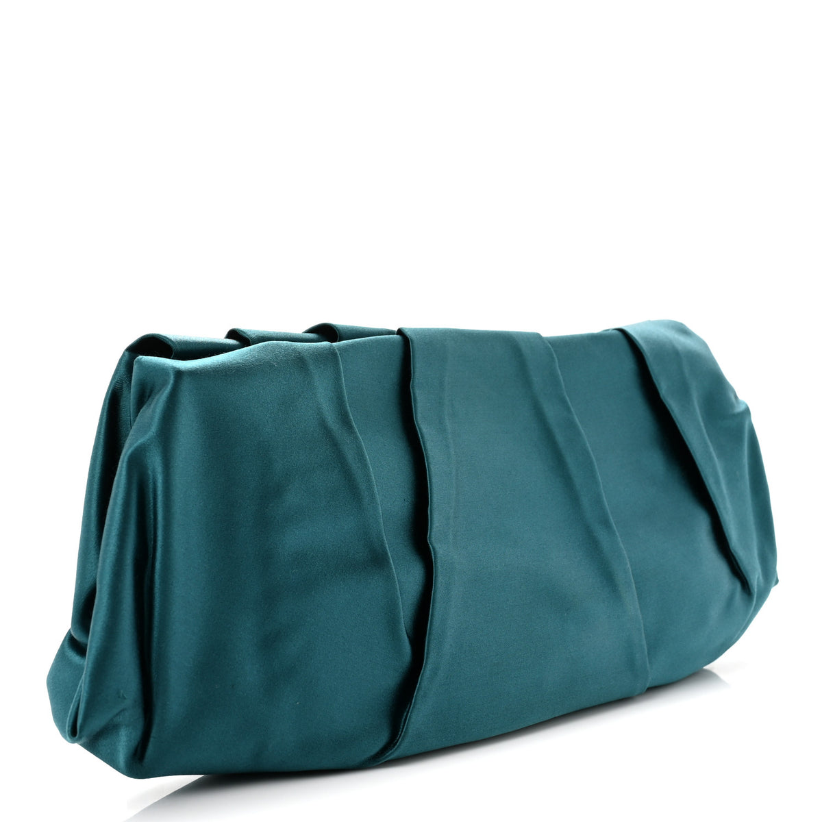 Satin Pleated Clutch Turchese