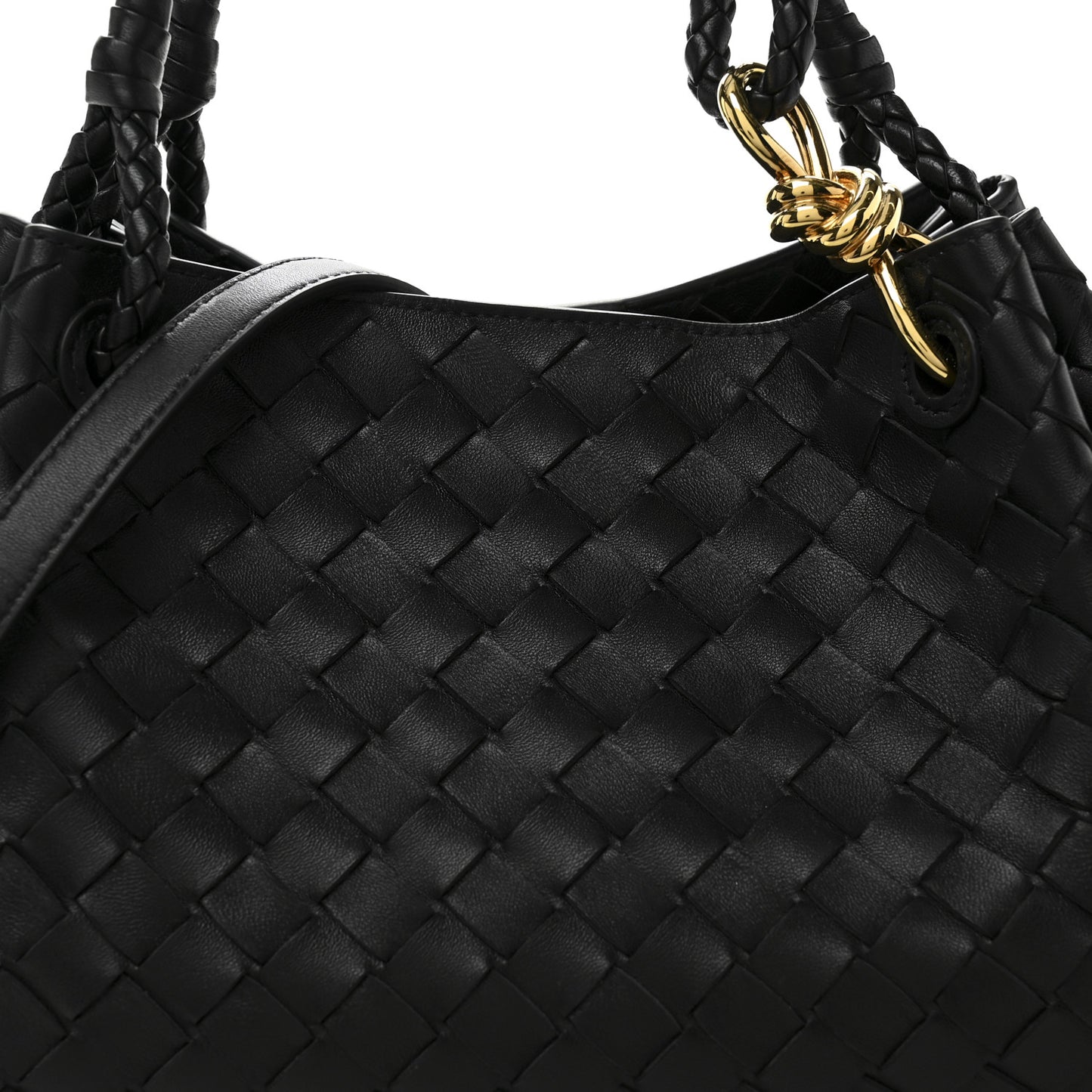 Nappa Intrecciato Medium Parachute Shoulder Bag Black