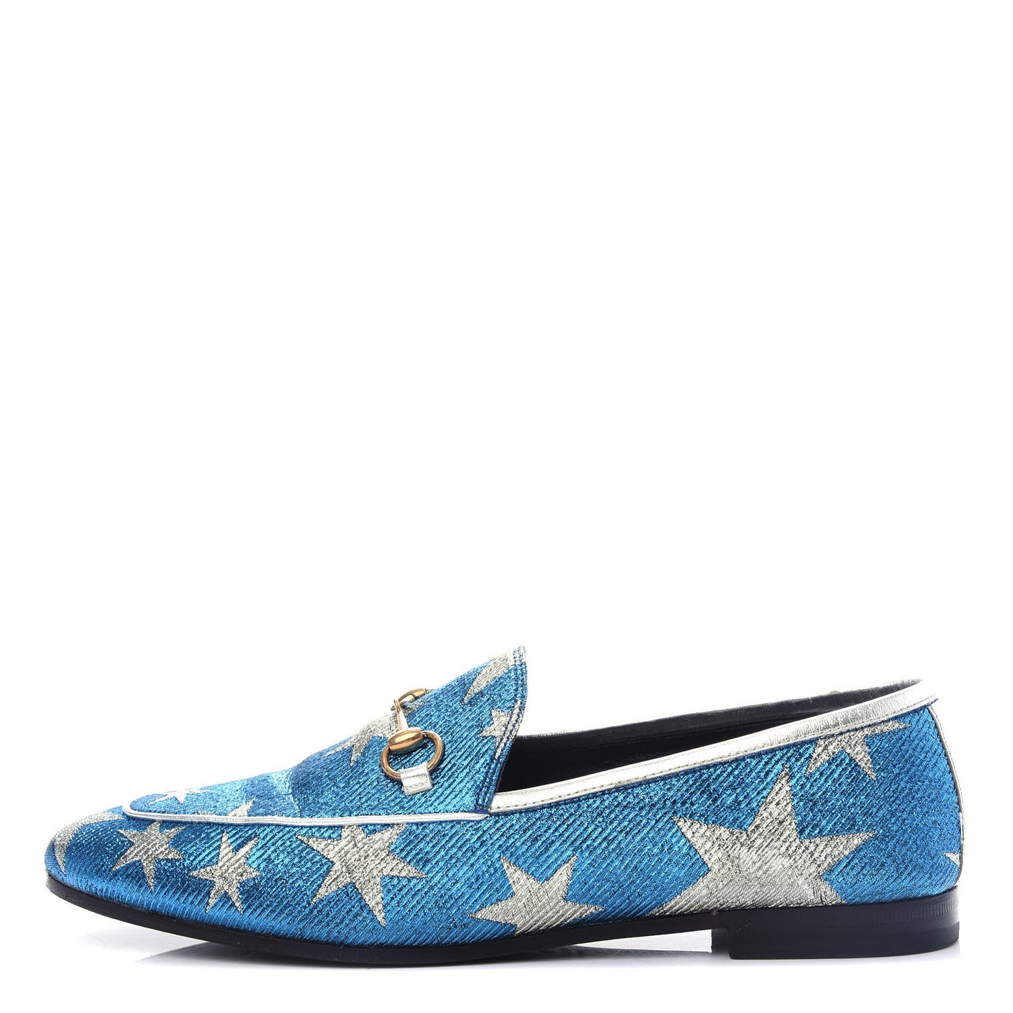 Lurex Calfskin Starry Sky Womens Jordaan Loafers 40.5 Bluette Silver