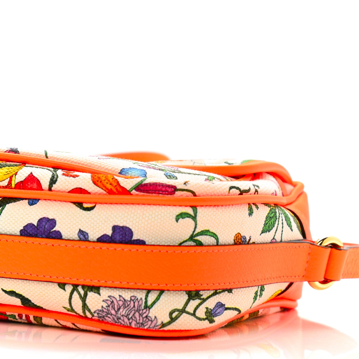 Canvas Flora Floral Shoulder Bag White Orange Fluo