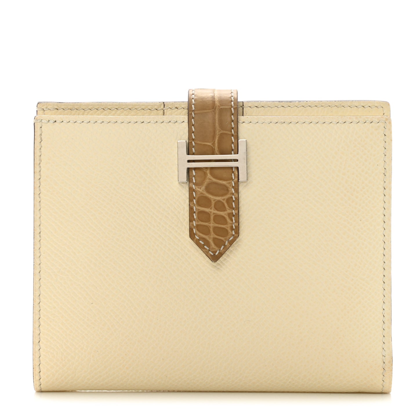 Epsom Shiny Alligator Bearn Touch Compact Wallet Nata Sable