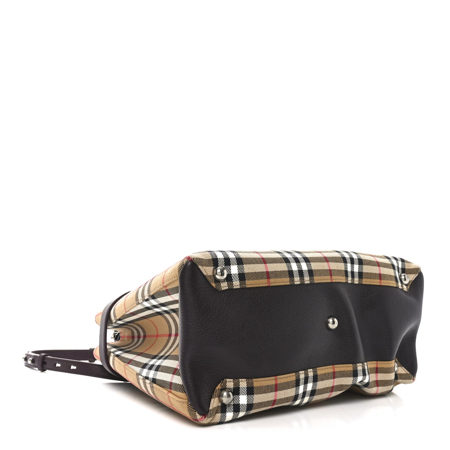 Goatskin Vintage Check Medium Banner Tote Deep Claret