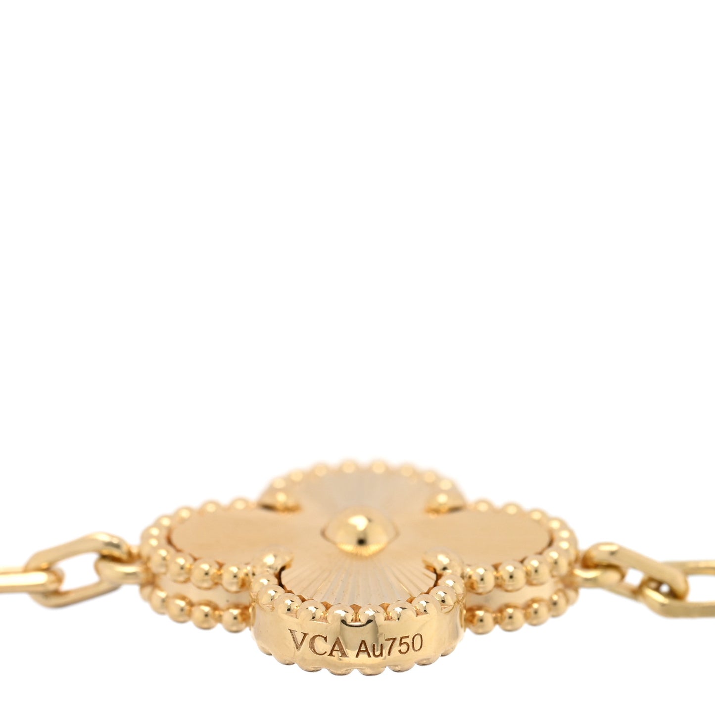 18K Yellow Gold 5 Motifs Guilloche Vintage Alhambra Bracelet
