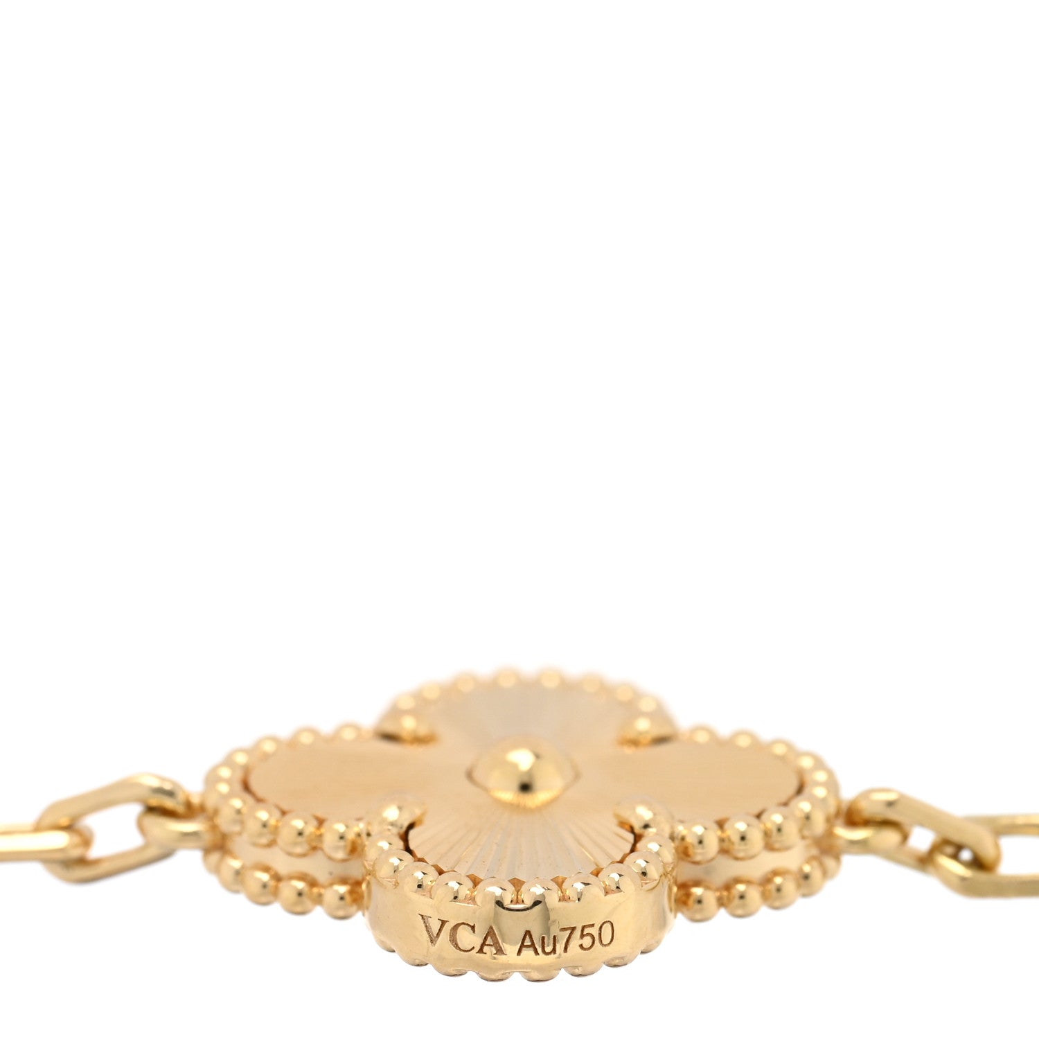 Van Cleef & Arpels 18K Yellow Gold 5 Motifs Guilloche Vintage Alhambra Bracelet 3 of 4
