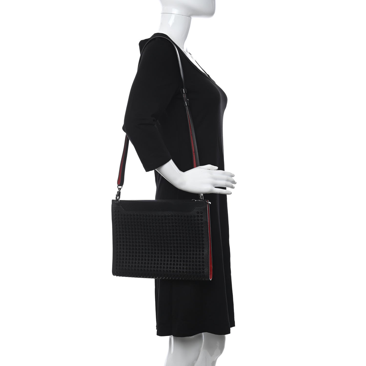 Christian Louboutin Calfskin Studded Skypouch Crossbody Clutch Black 2 of 11