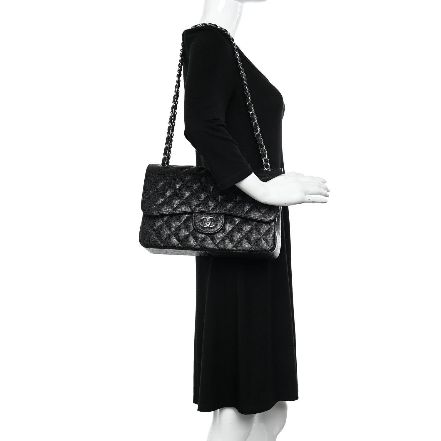 Chanel Caviar Quilted Jumbo Double Flap Black 3 of 10