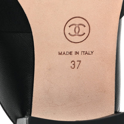 Chanel Lambskin Grosgrain Cap Toe CC Mules 37 Black 7 of 10