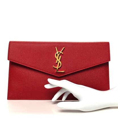 Saint Laurent Grain De Poudre Uptown Pouch Red 2 of 11