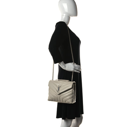 Saint Laurent Calfskin Y Quilted Monogram Small Loulou Chain Satchel Blanc Vintage 2 of 10