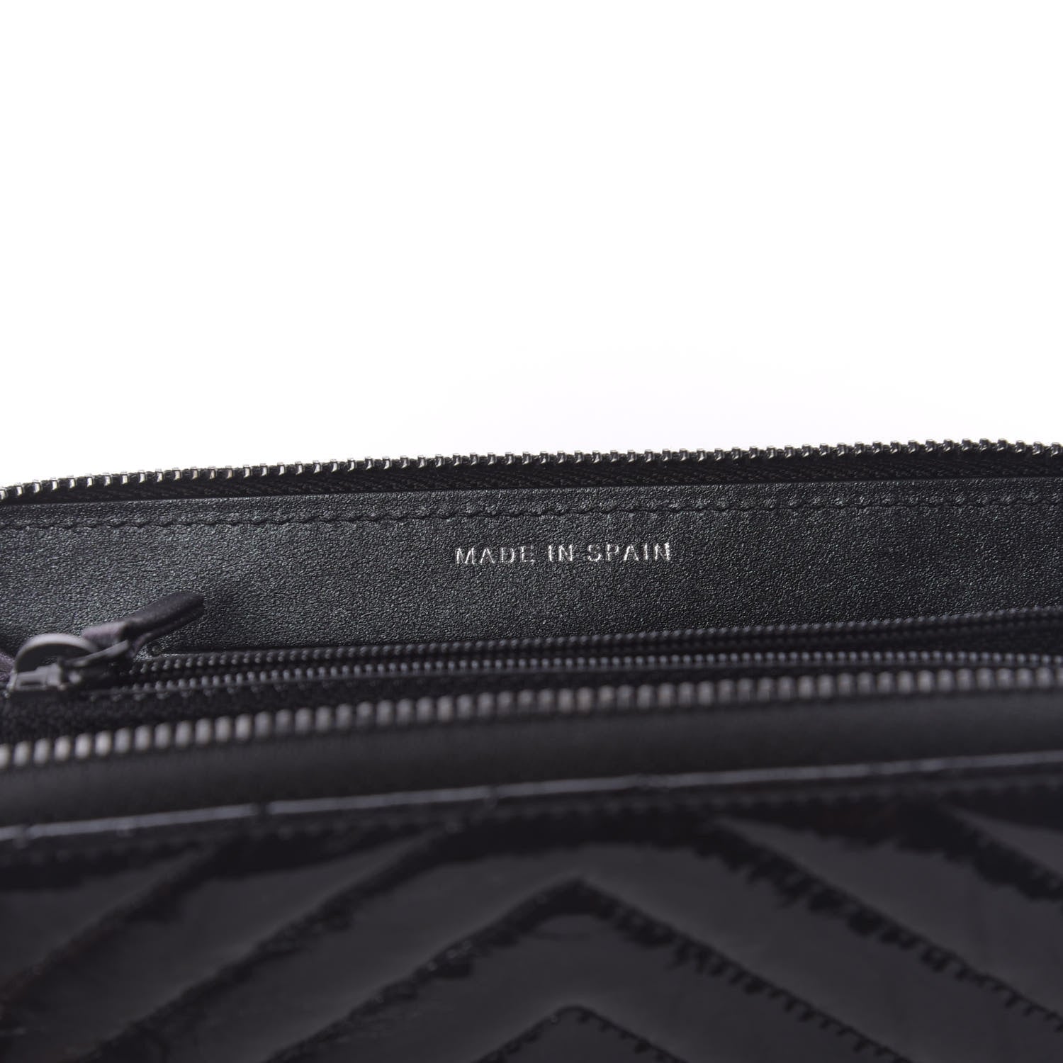 Chanel Metallic Crumpled Patent Calfskin Chevron Quilted Medium Zip Around Wallet Black 8 of 10